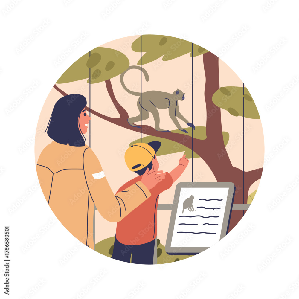 Obraz premium Mother and boy zoo visitors