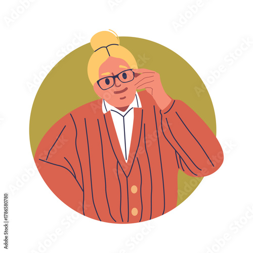 Mature woman wearing eyeglasses frame