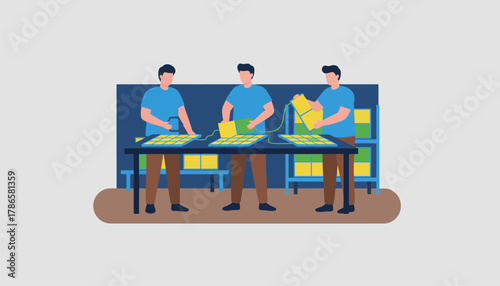 A workshop where individuals learn to assemble DIY solar panel kits promoting skills in renewable technology.