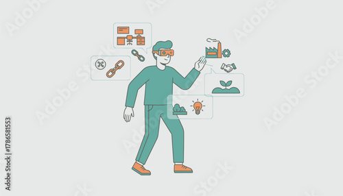 A person using augmented reality glasses to explore job environments and company cultures showcasing innovative technology in job searching.