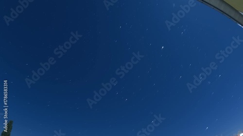 A mesmerizing night sky time-lapse capturing countless stars moving across the dark sky. Perfect for astronomy, space, or nature-related projects showcasing the beauty of the universe.