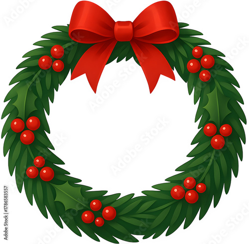 Christmas Wreath with Red Bow