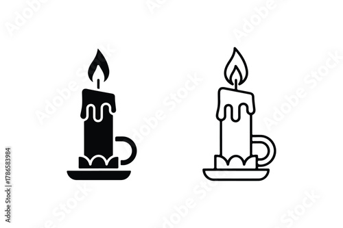 Candle vector outline and silhouette design