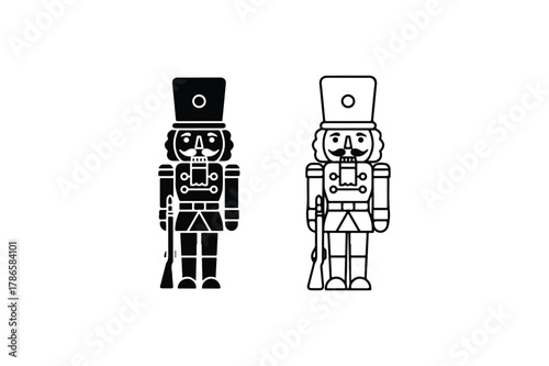 Nutcracker soldier vector outline and silhouette design