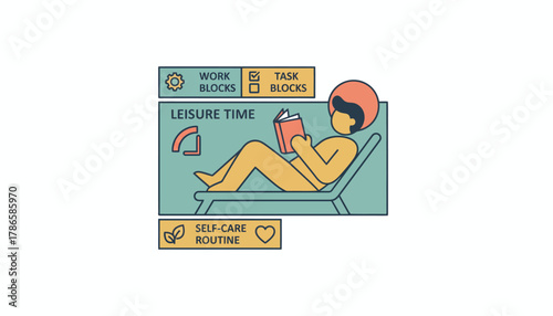 A person relaxing with a book during a designated leisure time block illustrating the importance of balance and selfcare within timeblocking strategies.