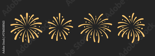 Yellow abstract firework bursts on dark background Keywords: firework, burst, explosion