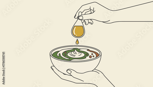 A closeup of a person blending oils with carrier oils showcasing various textures and colors of natural ingredients.