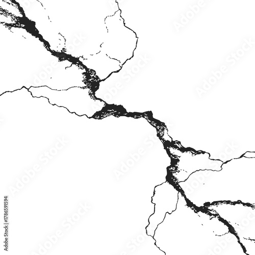 San Andreas Fault sketch, hand drawn vector, tectonic plate boundary with rugged crack detail — stock vector