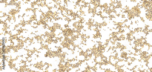 Golden splatter texture with irregular metallic foil effect creating a luxurious abstract background, suitable for invitations celebration cards packaging premium branding and elegant decorative surfa