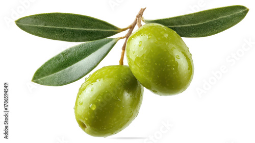 Wallpaper Mural Two green olives with leaves on white background Torontodigital.ca