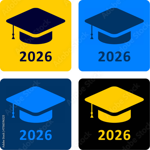 Gorro de graduación con el año 2025 minimalista. Invitaciones, banners, ceremonias de egreso, graduados, clase 2026 y proyectos educativos. Eventos académicos	