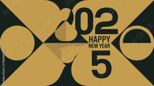 Happy new year 2025 abstract geometric design celebration banner