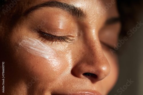 Wallpaper Mural Woman applying face cream for skincare routine in magazine style. Cosmetics and beauty care concept. Torontodigital.ca