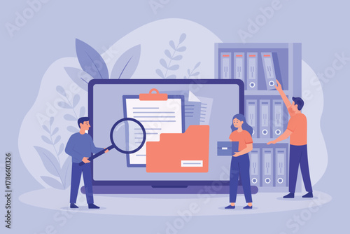 Clean modern illustration visualizing cloud-based document storage and structured information flow