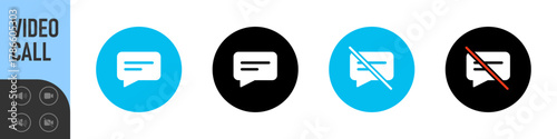 Set of Video call icons. Video conference. Collections buttons of on-line video chat app, internet talk, call technology. Web app ui display template. Videoconferencing and online meeting workspace