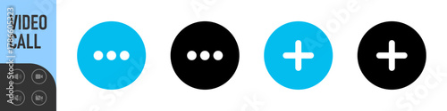 Set of Video call icons. Video conference. Collections buttons of on-line video chat app, internet talk, call technology. Web app ui display template. Videoconferencing and online meeting workspace