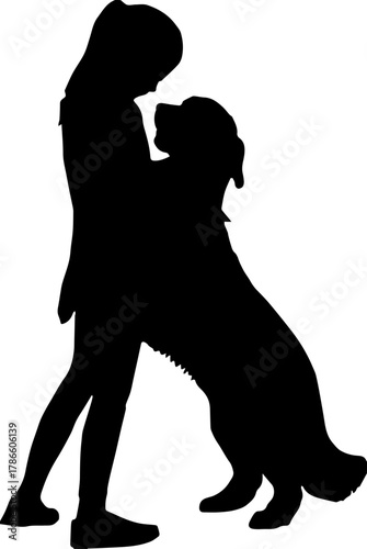 Owner is scolding the dog for bad, unwanted behavior. Girl teaches her puppy the obedience. Woman is gesturing and training pet, domestic animal. 