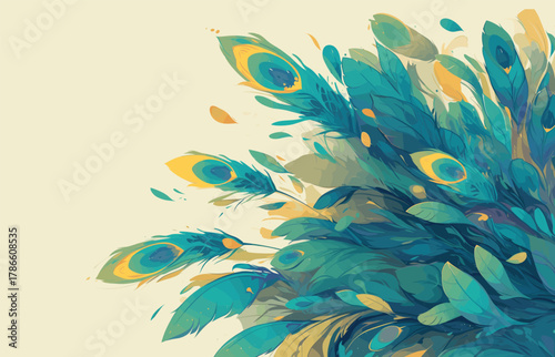 Abstract peacock feather background, vector illustration