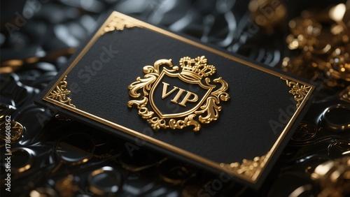 elegant black metal with glowing vip gold engraving