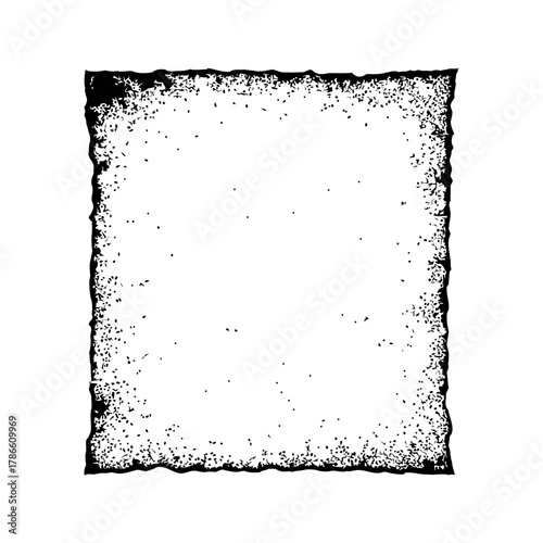 Scratched Frame Border in Black and White with Rough Edges for Textures and Overlays
