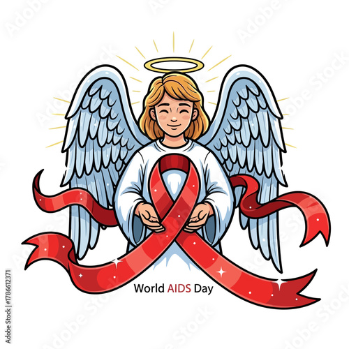 World AIDS Day Angel of Support - A Red Ribbon for Health Awareness and Compassion (20)