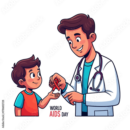 World AIDS Day Red Ribbon, Health Awareness, Support and Solidarity