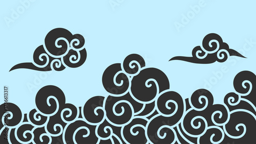 Vector illustration of flat swirling cloudscape