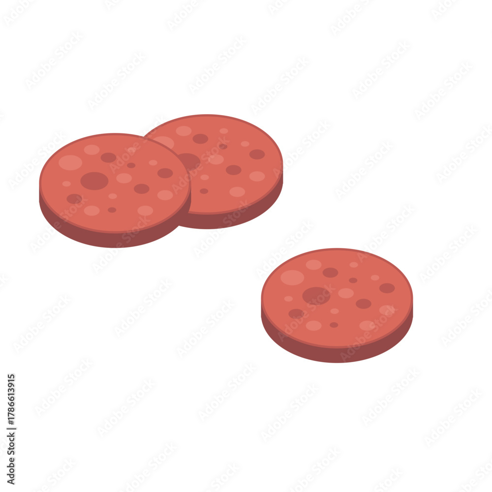 Fototapeta premium Sausage slice vector