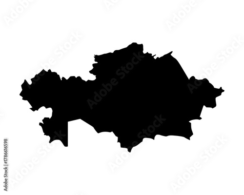 Minimalist flat black vector illustration of Kazakhstan country map silhouette for education, design, and cultural uses