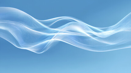 Transparent airflow wind wave with soft blue motion lines for air conditioner or fresh breeze concept Stock Illustration