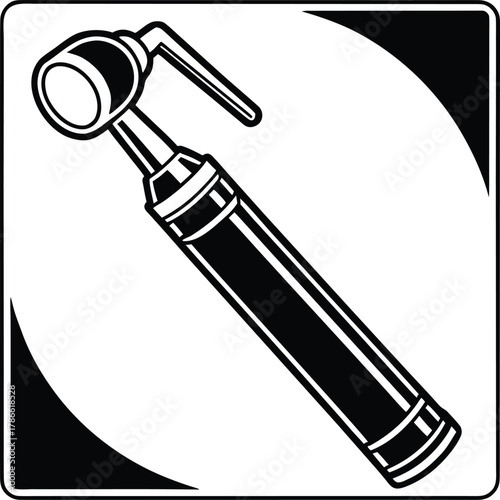 Black silhouette of a dental drill isolated on white background