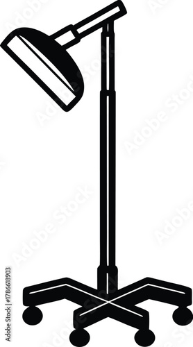 Black and white silhouette of a medical examination lamp isolated on white background