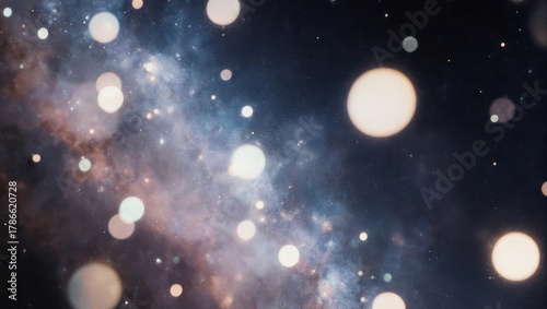 Abstract Bokeh Lights Galaxy Nebula Space Background.