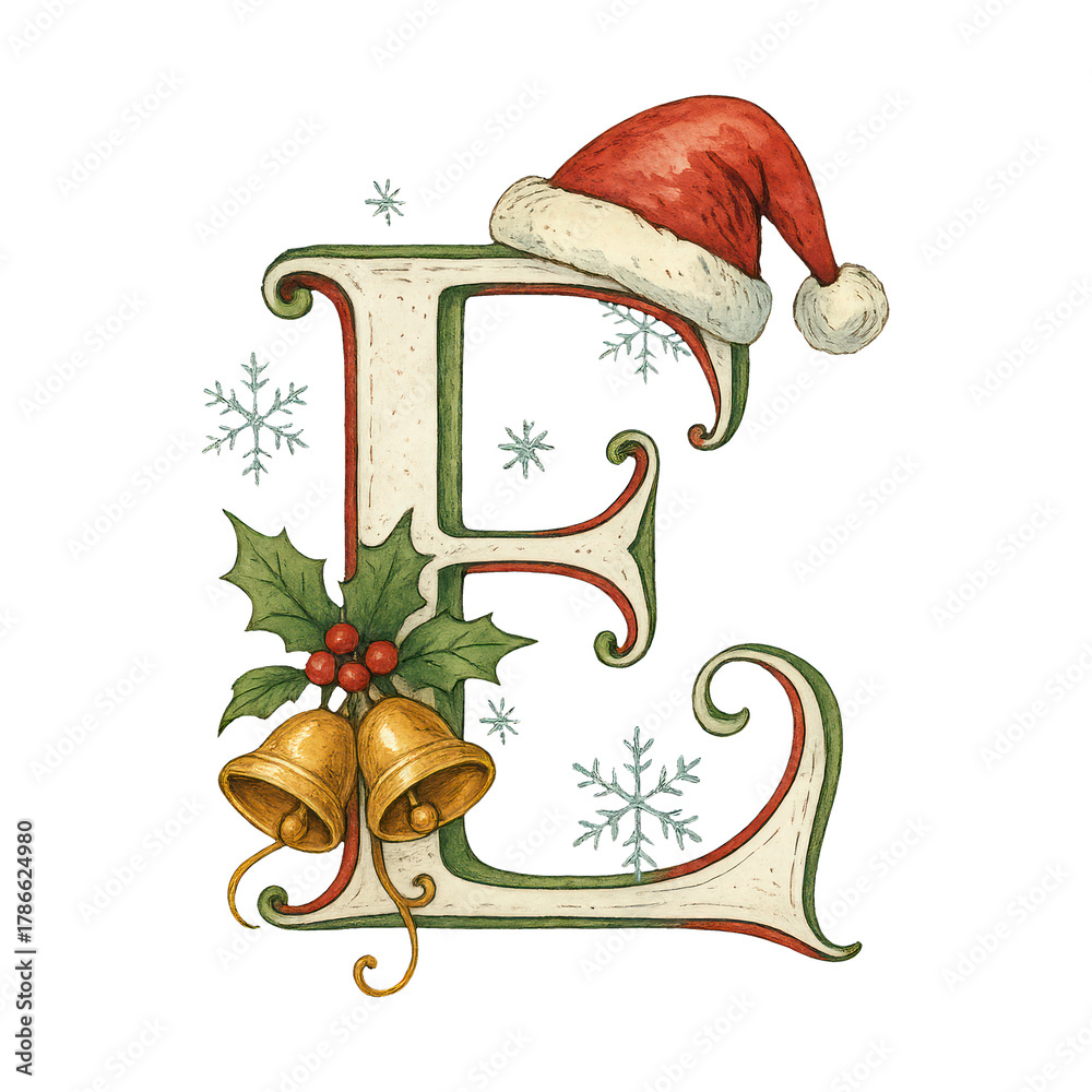 Fototapeta premium PNG Festive letter E illustration, transparent background
