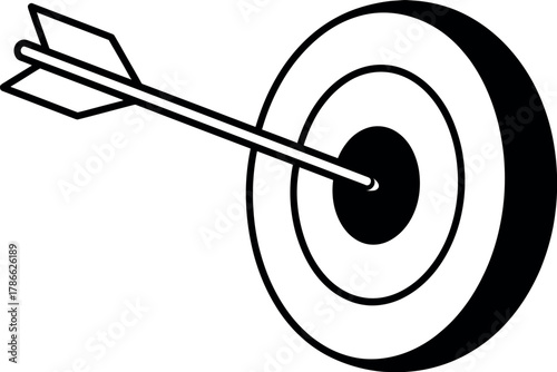 Arrow hitting the bullseye on a target, representing accuracy and success.