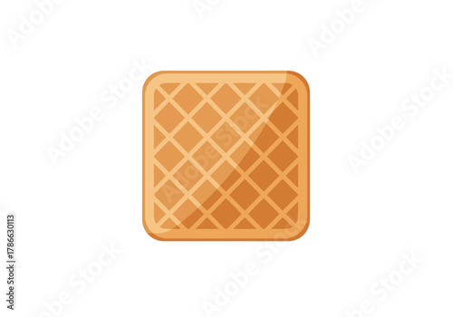 A square goldenbrown wafer cookie with a diamond grid pattern