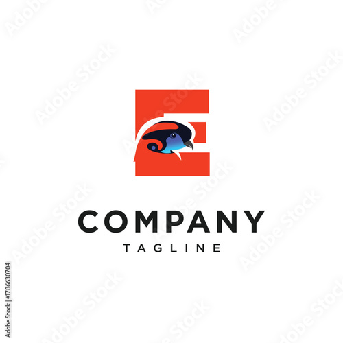 Free Download Letter E Temminck's Tragopan Logo Icon Vector - GFXLoad