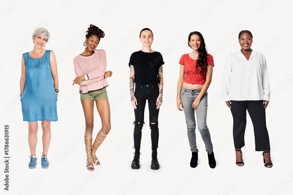 Obraz premium Diverse women, isolated on off white