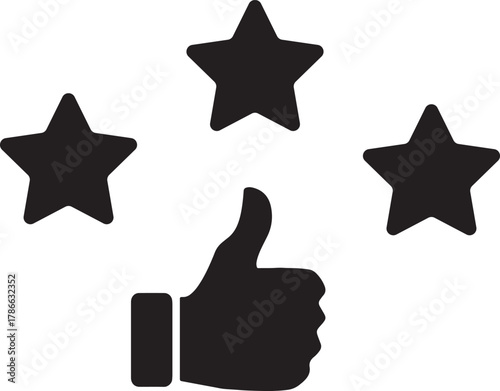 Thumbs up and three stars for positive feedback icon
