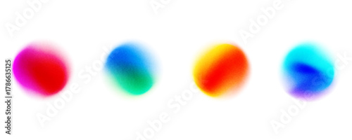 Set color circle gradient noise gradation. Abstract colorful watercolor blur mesh on isolated transparent background