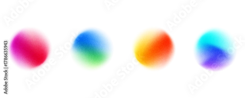 Set color circle gradient noise gradation. Abstract colorful watercolor blur mesh on isolated transparent background