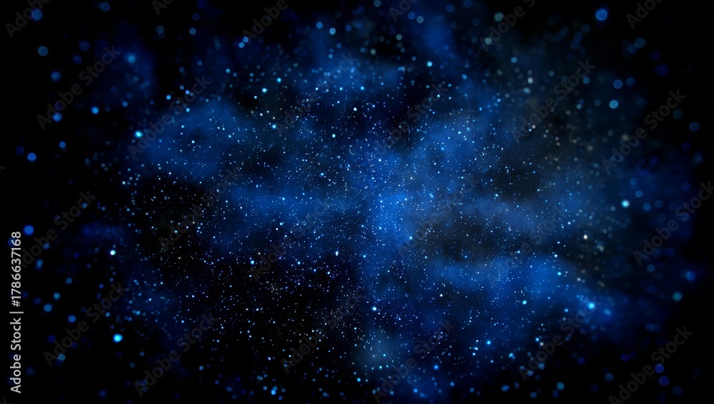 Obraz premium Dark blue sky with a lot of stars. The stars are scattered all over the sky. The sky is very deep