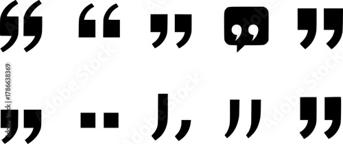 quote mark collection. black quotes icon set. Speech mark. inverted commas symbol. vector illustration
