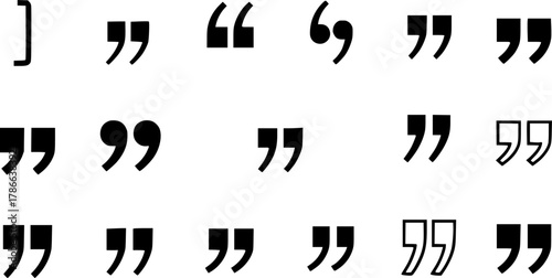quote mark collection. black quotes icon set. Speech mark. inverted commas symbol. vector illustration

