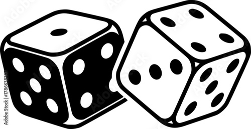 Two Dice icon. casino symbol isolated on White Background, gambling game business concept, Vector Illustration
