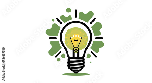 Bright idea light bulb glowing with inspiration and innovation isolated on transparent background glowing with new concepts