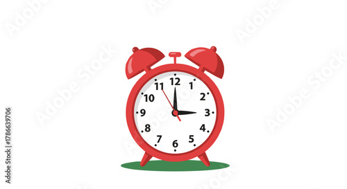 Vibrant Red Alarm Clock Rings Loudly Signaling Time To Wake Up For Morning Routine Isolated on Transparent Background