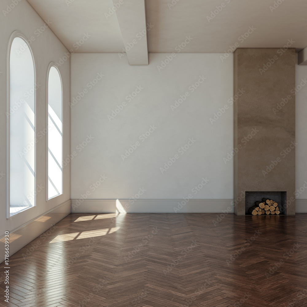 Fototapeta premium Large luxury modern bright interiors Living room mockup illustration 3D rendering image