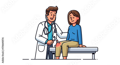 Doctor Examining Patient Knee Reflex with Reflex Hammer Medical Checkup Isolated on Transparent Background