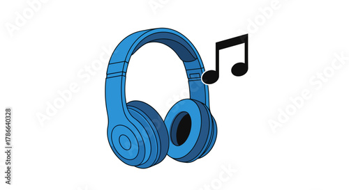 Blue Headphones Playing Music Isolated on Transparent Background for Audio Enjoyment and Sound Experience